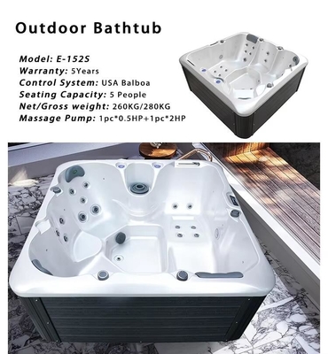 5 kişilik lüks açık havada sıcak küvet Whirlpool Masaj Bluetooth hoparlörü olan akrilik küvetler